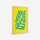 Poster gráfico de uma planta azul num fundo amarelo vibrante. 4